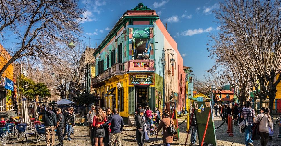Casas coloridas do Caminito em Buenos Aires