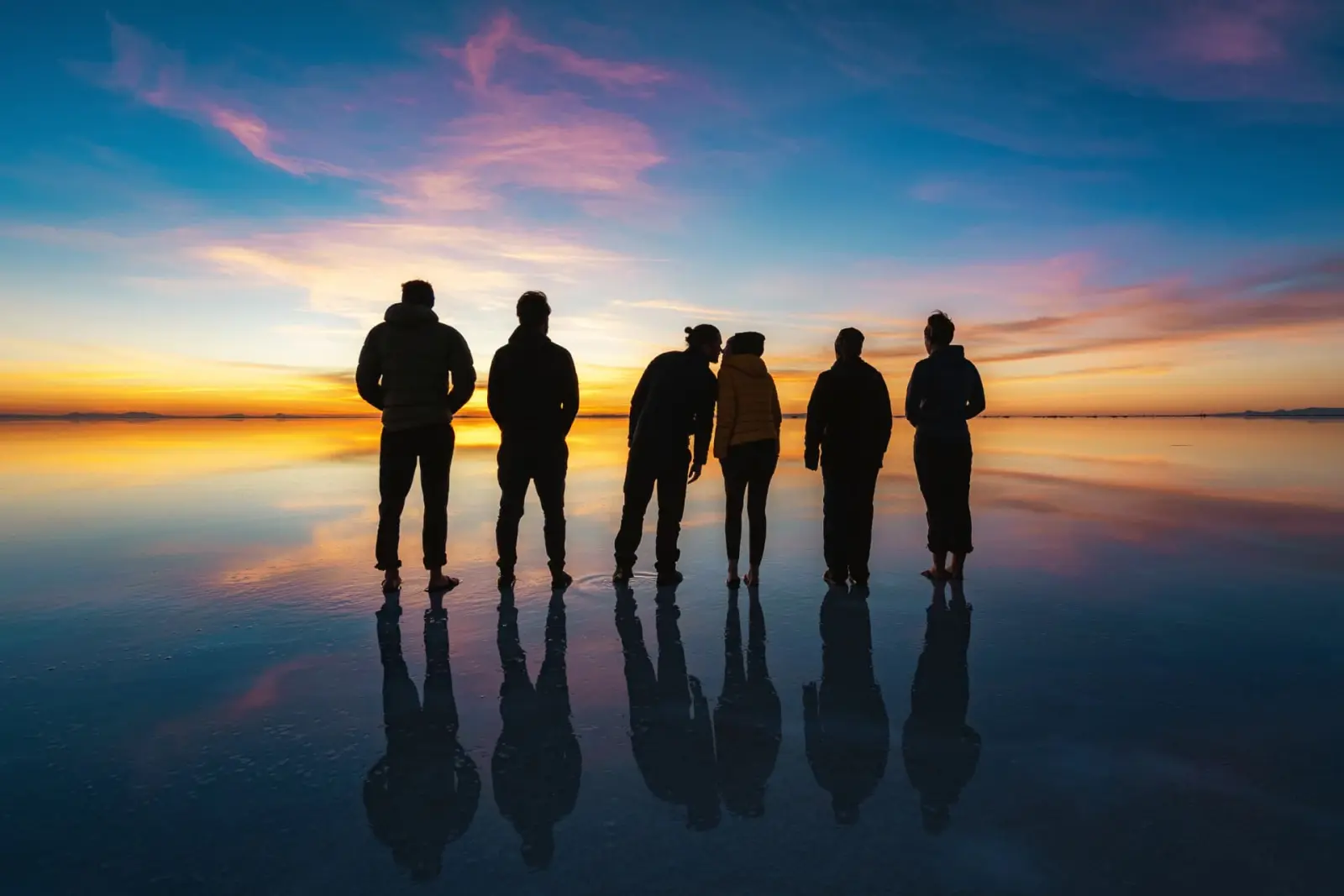 Pôr do sol no Salar de Uyuni